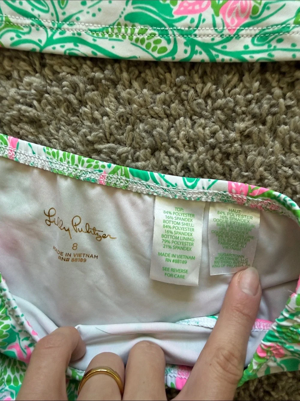 Lilly Pulitzer Kids Long Sleeve Rash Guard Two-Piece Swimsuit in Pink & Green